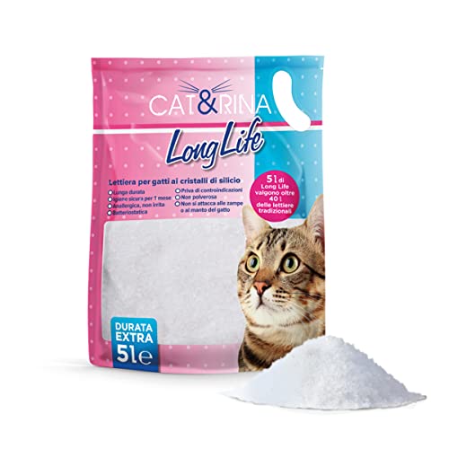 Cat&Rina Long Life Katzenstreu mit Kristallen, antiallergisch und bakteriostatisch, 5 l