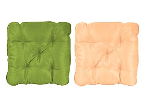 Meerweh Sitzkissen 2er Set Auflage für Sessel Sitzpolster Wendeauflage, grün/beige, ca. 50x50x10 cm