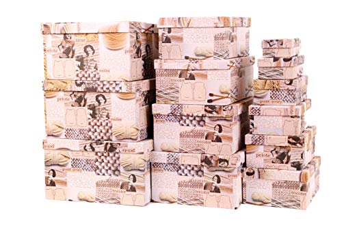 Mediablue Aufbewahrungsboxen Schachteln Geschenkbox im 13er Set mit Deckel Verschiedene Designs (Garn 3)