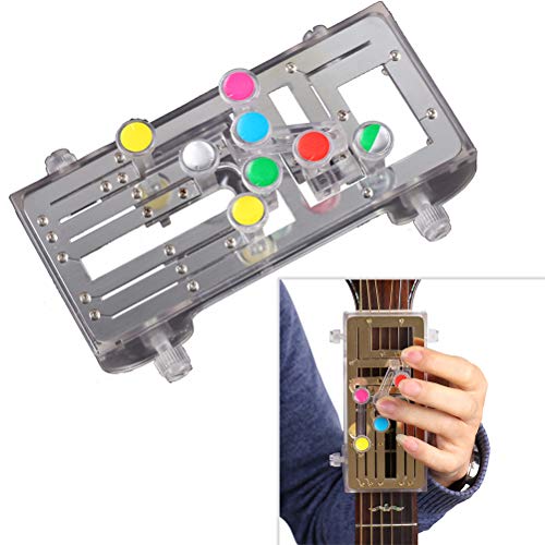 Akemaio Gitarrenakkord-Übungswerkzeug Gitarren-Lernsystem Lehrübungshilfe mit 6 Universal-Akkorden Gitarren-Lehrhilfe, schmerzfester Finger