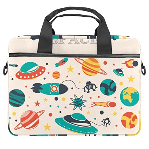 Outer Space Rocket Planets Robet Pattern Laptop Shoulder Messenger Bag Crossbody Briefcase Messenger Sleeve for 13 13.3 14.5 Inch Laptop Tablet Protect Tote Bag Case, mehrfarbig, 11x14.5x1.2in /28x36.8x3 cm