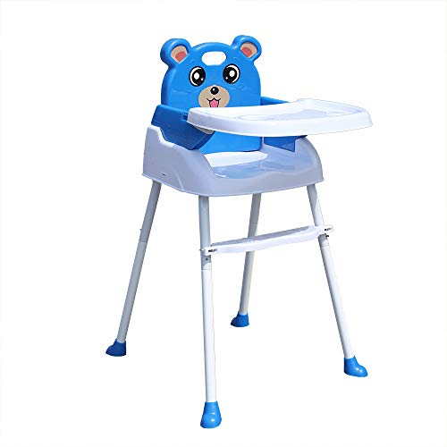 HINOPY Hochstuhl Baby, 4 in 1 Klappbar kinderhochstuhl Höhenverstellbar Kleinkind Tisch Sitz mit Sicherheitsgurt und Abnehmbares Tablett, bis 15 kg (Blau)