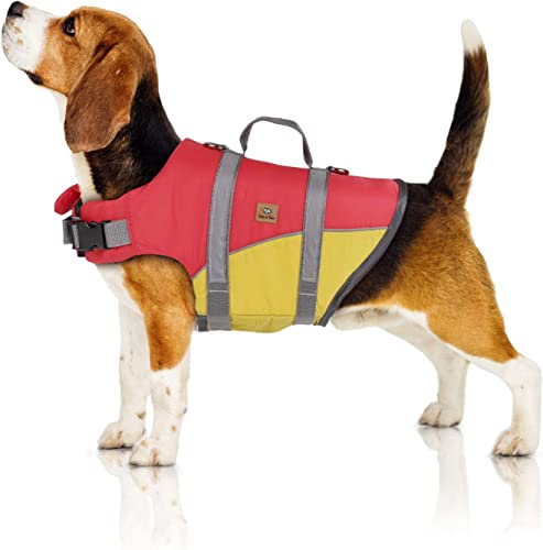 Bella & Balu Schwimmweste für Hunde – Reflektierende Hundeschwimmweste für maximale Sicherheit im und am Wasser beim Schwimmen, Segeln, Surfen, SUP, Kayak & Kanu Fahren und bei Bootsausflügen (Gr. M)