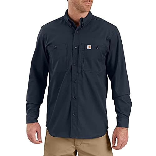 Carhartt Herren Rugged Professional Long Sleeve Shirt Work Utility Hemd, Navy, Mittel
