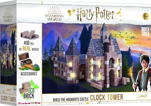 Trefl Brick Trick Bauen aus Zegel - Clock Tower, Uhrturm - Harry Potter, Hogwartt, Magia, EKO Steinklöcke, DIY, Über 400 Zegel, Wiederverwendbar, Kreativ-Set für Kinder ab 8 Lat
