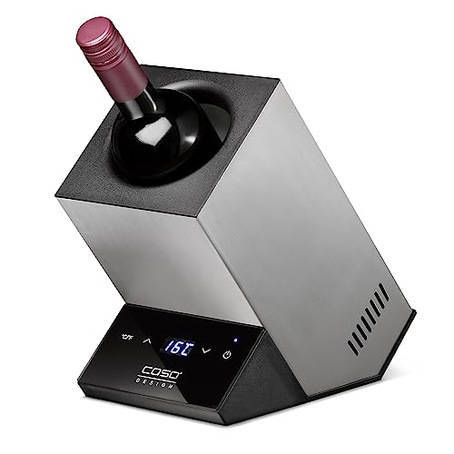 Caso Design WineCase One Weinkühler kompakt Sensor-Touch Bedienung Edelstahlgehäuse, Edelstahl