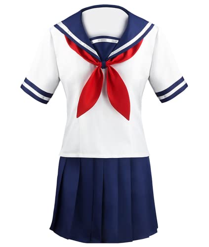 Game Yandere Simulator Cosplay Ayano Aishi Outfits, JK Sailor Skirt Suit for Anime Fans Cosplay Yandere-Chan, Weiß, XXL