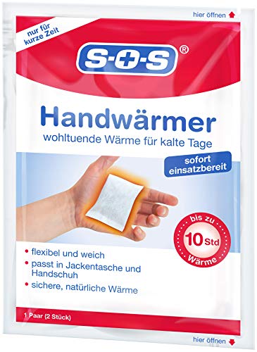 SOS Handwärmer (20 Paar) für Jackentasche und Handschuh | Wärmepads | Handschuhwärmer | Taschenwärmer | Bis zu 10 Stunden Wärme