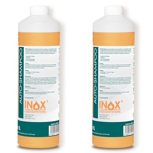 INOX® - Nano Line Autoshampoo Konzentrat 2x1L | Autoreiniger für PKW, LKW, Wohnmobil und Motorrad | Autoshampoo für Hochdruckreiniger | Sanfte Reinigung