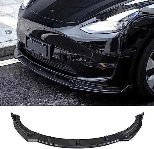 Auto Frontspoiler Stoßstange Lippe für Tesla Model Y 2020-2023,Dauerhaft AntiKollision Frontstoßstange Diffusor Seitensplitter Protector,B-Carbon Fiber