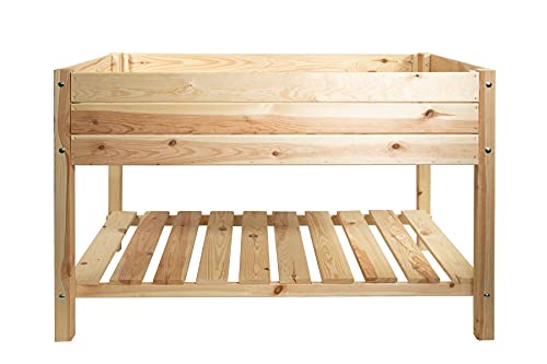 mgc24 Hochbeet Massiv XXL - Kiefernholz Natur quadratisch für Garten/Terrasse/Balkon - 119 x 79 x 78 cm