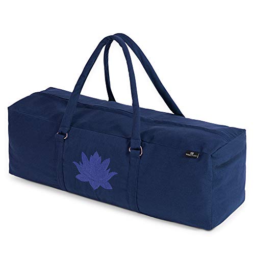 Yoga Studio YS/KitBag/SolidColours/NBlue Yoga Kit, 71 x 23 x 18 cm, Baumwolle Yogamatte Tasche mit Aufbewahrungstaschen, YKK Reißverschluss-Marineblau, 71cmx23x18cm