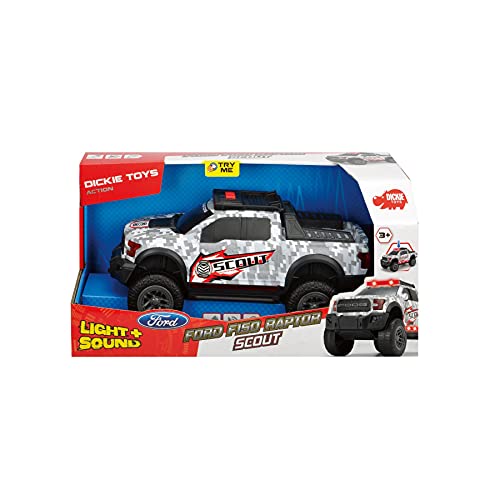 Dickie Toys 203756000 Ford F150 Raptor - Scout Spielzeugauto mit Freilauf, Licht-und Soundfunktion