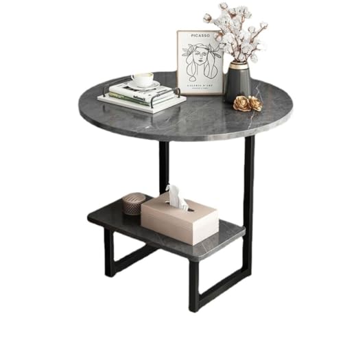 Beistelltisch Leichter, Luxuriöser Couchtisch, Moderner, Einfacher, Kreativer Beistelltisch, Tisch For Zuhause, Wohnzimmer, Doppelschichtiger Sofa-Beistelltisch Side Table ( Color : Black , Size : A )