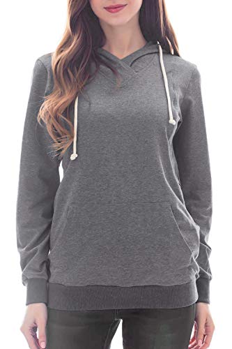 Smallshow Schwangere Pflege Damen Langarm Stillen Shirt Sweatshirt Kapuzenpullover Stillzeit Deep Grey XL