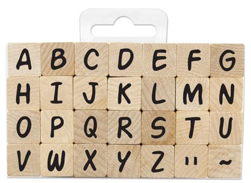 Aladine - Stampo Alphabet Medium – Set mit Alphabet-Stempeln aus Holz – Scrapbooking – Karten Bullet Journal – Stempel Größe M