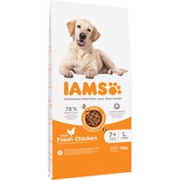 IAMS for Vitality Senior Hundefutter trocken für große Rassen mit frischem Huhn, 12kg