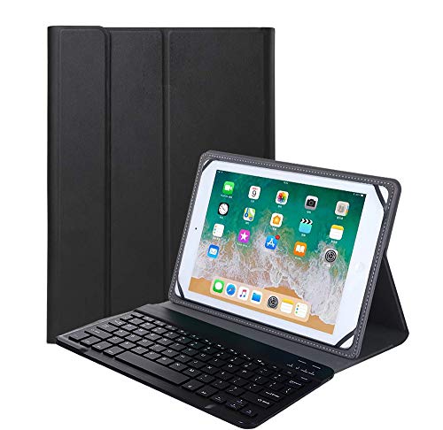 YGoal Tastatur Hülle für Allen 9-10.8 Zoll Tablets Mit Vankyo S10,(QWERTY Englische Layout) Ultradünn PU Leder Schutzhülle mit Abnehmbarer drahtloser Tastatur für Vankyo MatrixPad S10, Schwarz