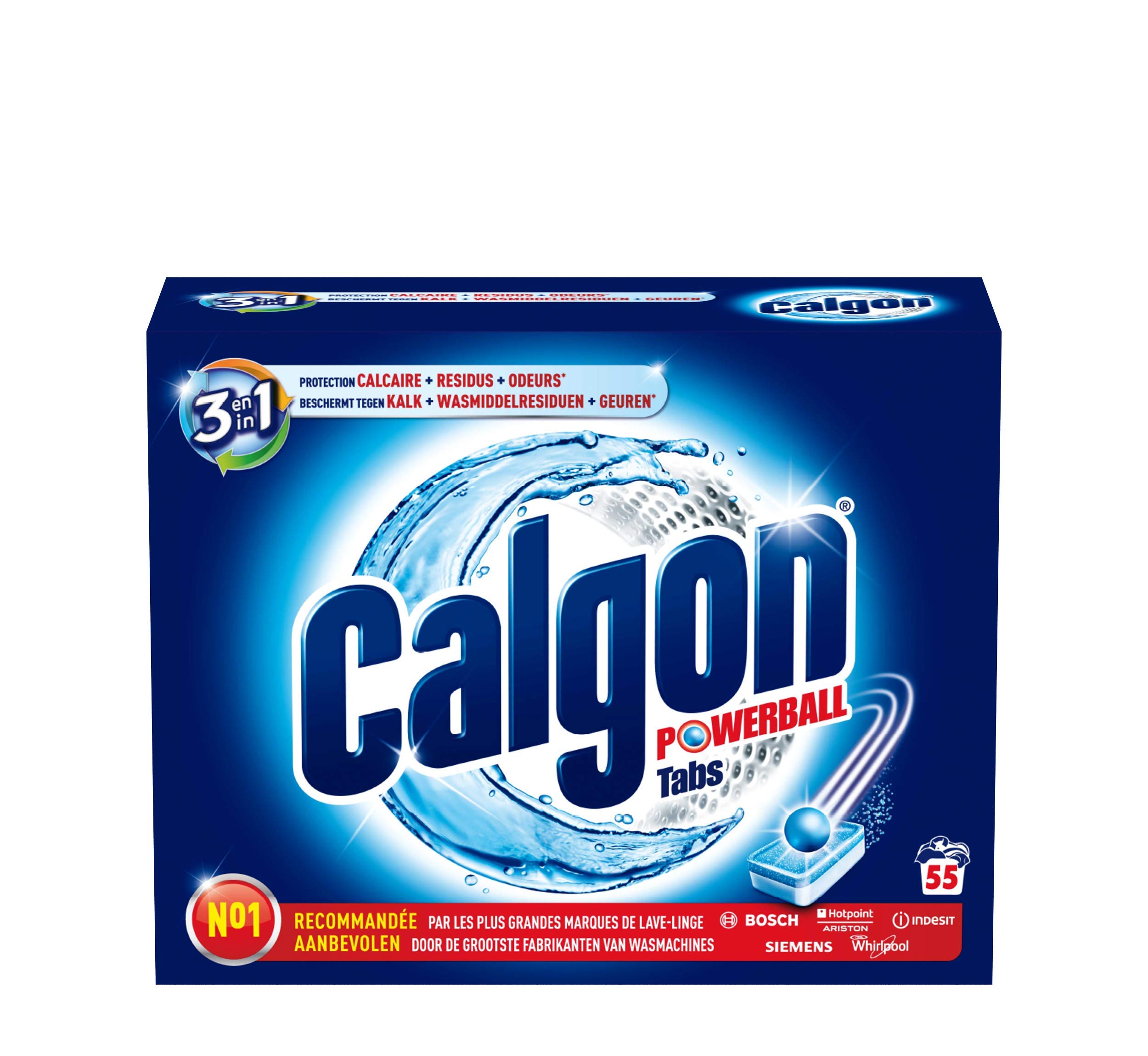 Calgon 3 In 1 Powerball Tabs - 55 Tablets - Waschmaschine Reiniger und Anti Kalk