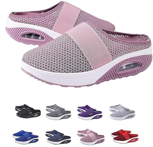 QQLADY Orthopädische Slipper von Stylendy, Sneaker mit Fußgewölbeunterstützung, Hausschuhe, Slip-On-Wanderschuhe mit Luftpolster für Damen (Rosa,EU-35)