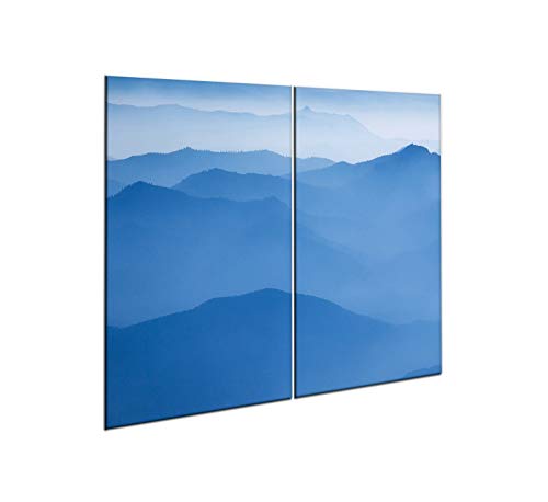 CTC-Trade |Herdabdeckplatten Set 2x30x52 cm Ceranfeld Abdeckung Glas Spritzschutz Abdeckplatte Glasplatte Herd Ceranfeldabdeckung Blau Landschaft