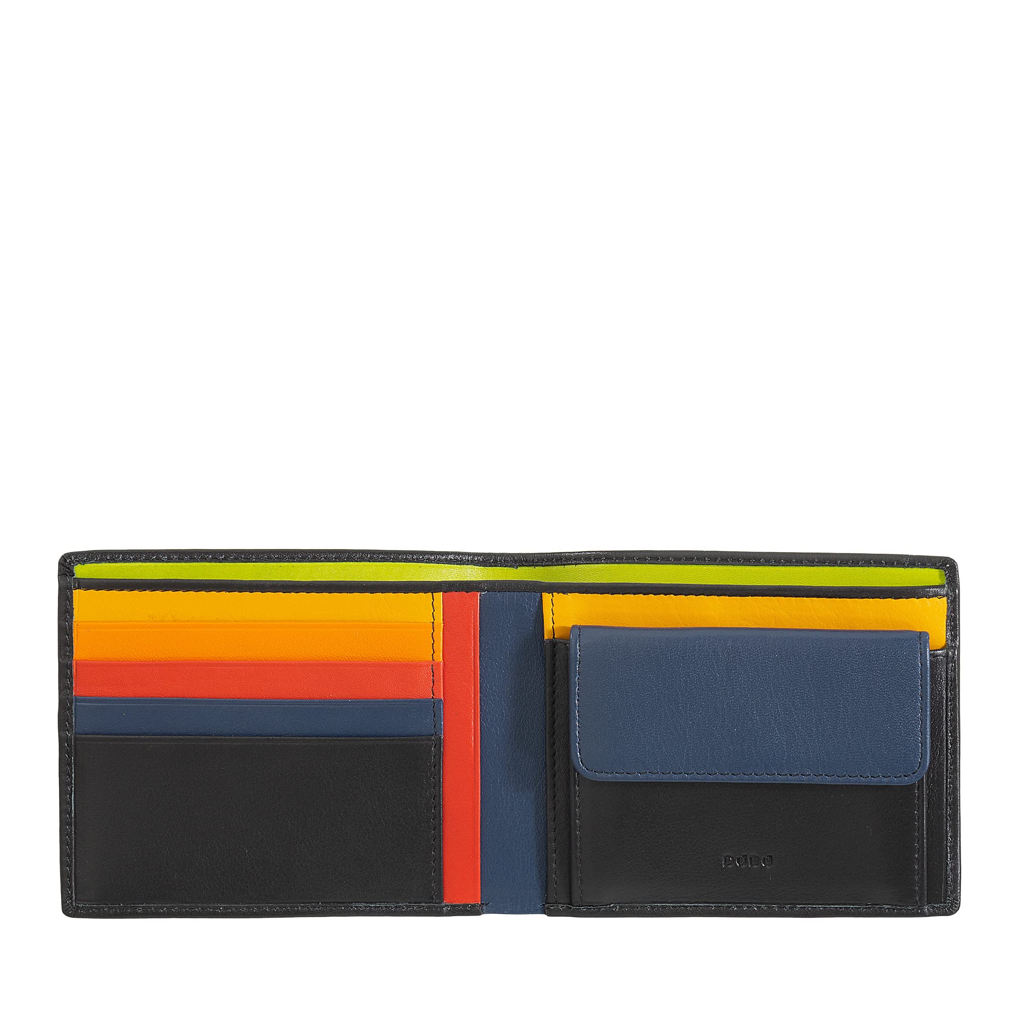 DUDU Bunte Herrenbrieftasche RFID aus Nappaleder mit Münzfach und Kartensteckfächer Schwarz