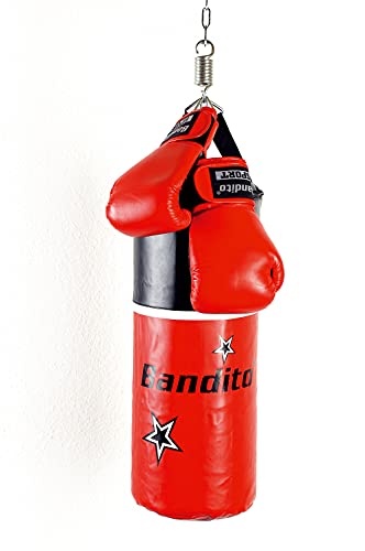 Bandito Boxsack -Junior- Set, rot / schwarz, 25 x 60 cm