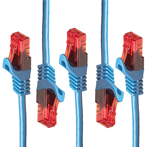 BIGtec - 5 Stück - 20m Gigabit Netzwerkkabel Patchkabel Ethernet LAN DSL Patch Kabel blau ( 2x RJ-45 Anschluß, Cat.5E, kompatibel zu Cat.6 Cat.6A CAT.7 ) 20 Meter