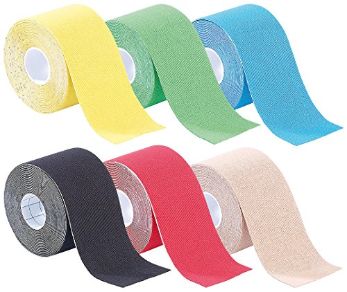 newgen medicals Sporttape: Kinesiologie-Tapes, Baumwollgewebe, 5 cm x 5 m 6er-Set (Tapeband, Baumwollgewebe-Tape für Hals, Knie, Handgelenk)