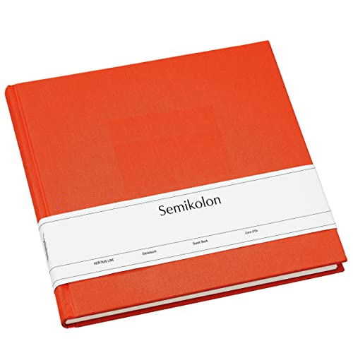 Semikolon 353541 Gästebuch – 25 x 23 cm – mit 180 blanko Seiten zum Selbstgestalten, Lesezeichen – orange orange