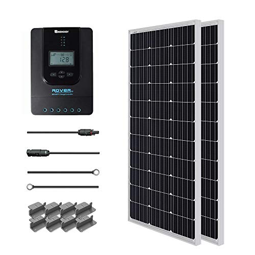 Renogy 200W 12V Mono Solarmodul Solar-Set Solaranlage Solarenergie mit MPPT Solarregler Laderegler mit LCD-Anzeige für RV, Caravan, Wohmobil, Hause, Camping