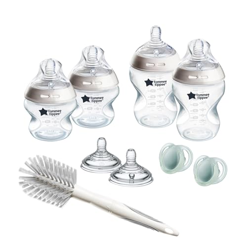 Tommee Tippee Closer to Nature Starter-Set für Neugeborene Babyflasche, Brustähnliche Sauger mit Anti-Kolik-Ventil, verschiedene Größen und Farben