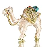 QINGMM 1 Stück Jeweled Camel Trinket Box, handbemalte Sammlerfiguren, Dekoration, Schmuck-Aufbewahrungsbox mit Kristallen