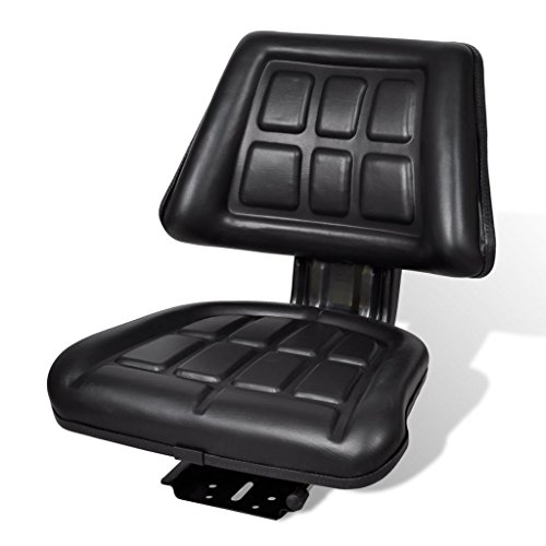 tidyard Univeral Traktorsitz mit Rückenlehne, Wasserdicht, aus Stahl + PVC, L?ngstverstellbereich: 150 mm, Schwarz, 48 x 48 x 52 cm (H x B x T)