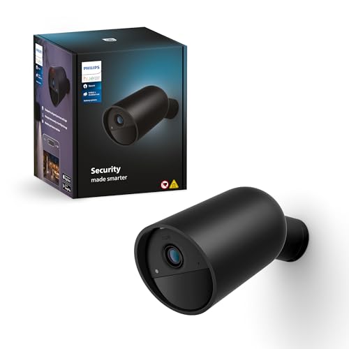 Philips Hue Secure kabellose Smart Home Überwachungskamera, Full HD Video, für drinnen oder draußen, Smart Home Security und Lichtsteuerung mit nur Einer App, schwarz