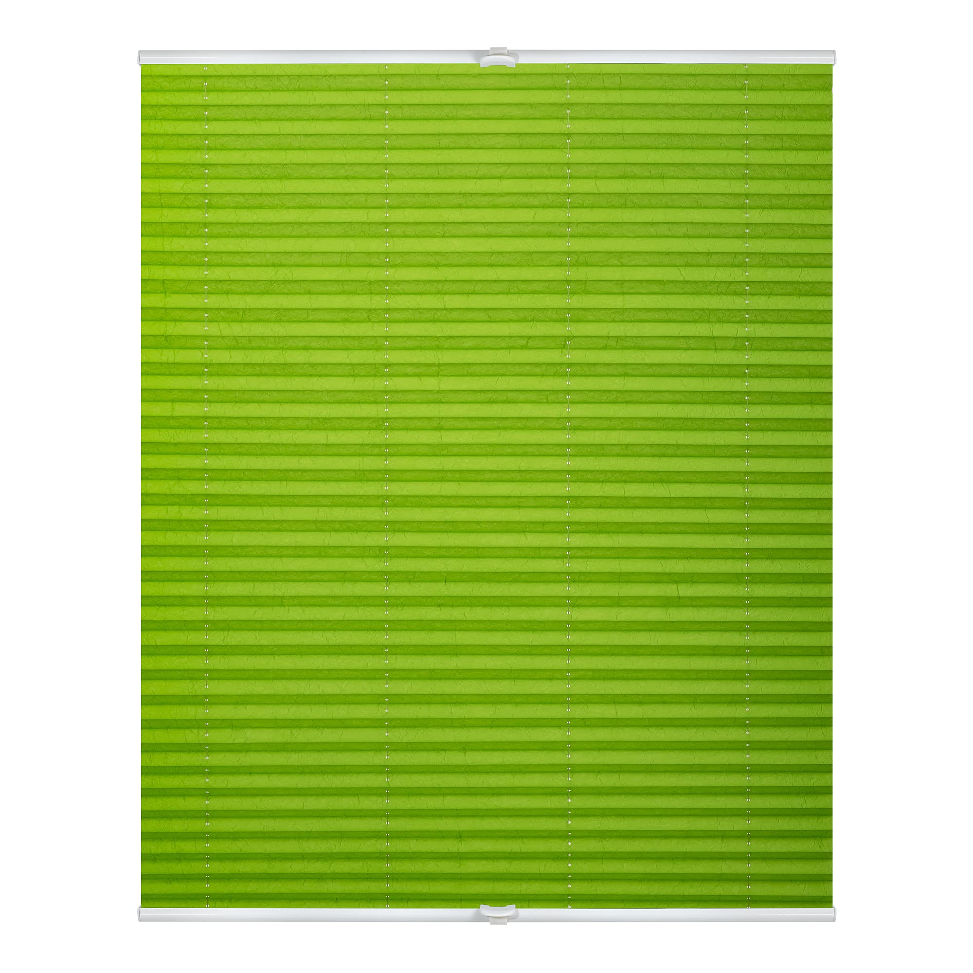 Lichtblick Plissee Klemmfix, ohne Bohren, verspannt, lichtdurchlässig, Blickdicht, Uni, mit eleganter Crushed Optik Grün,70 cm x 210 cm (B x L)