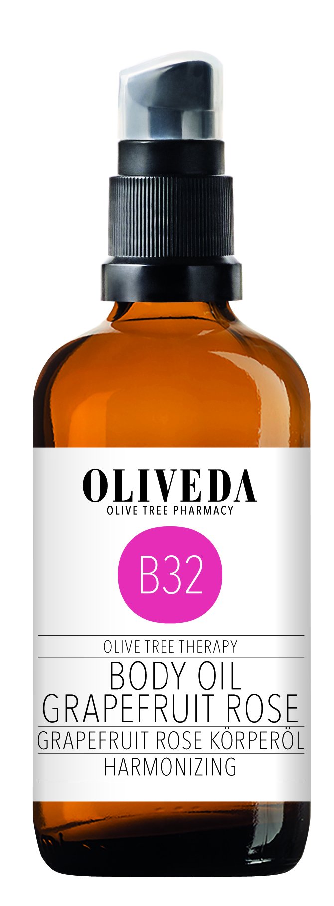 Oliveda B32 - Körperöl Grapefruit Rose | Harmonizing | natürliches Pflegeöl | Pflege und Schutz vor Trockener haut | stressabbauend & entspannend - 100 ml