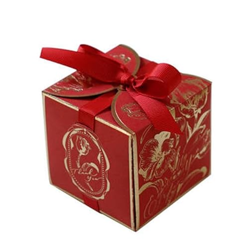 20/50 Stück Tulpe Goldband Karton Hochzeit Süßigkeiten Schokolade Kreative quadratische Begleiter-Geschenkbox