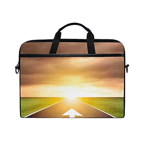 LUNLUMO The Ahead Arrow On Asphalt Road and Sunset 15 Zoll Laptop and Tablet Bag Durable Tablet Sleeve for Business/College/Women/Men