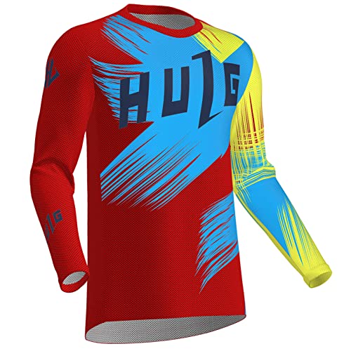 Radfahren Jersey Herren Mountainbike Motocross Jersey Langarm MTB T-Shirt,Shirt Downhill Fahrrad Jersey Schnelltrocknend (Color-28,XXL)