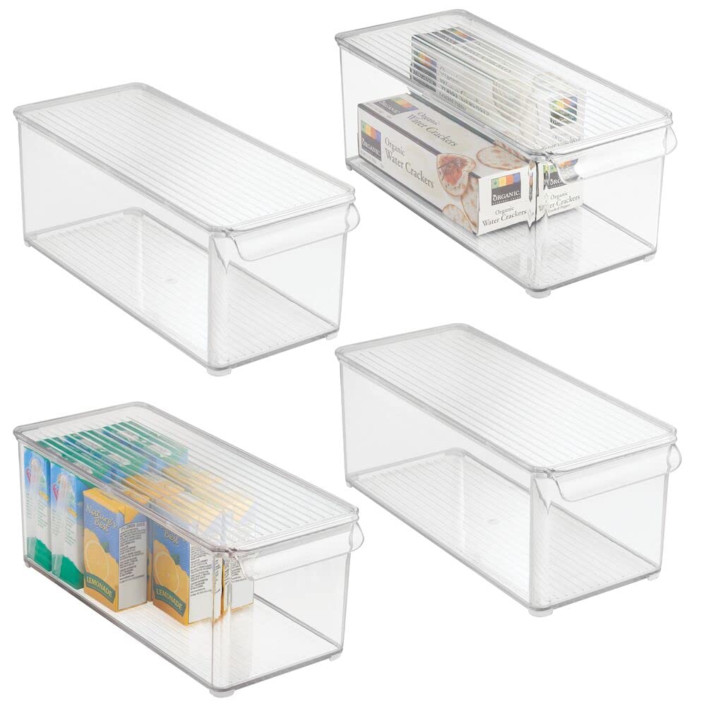 mDesign Aufbewahrungsbox mit Deckel - als Kühlschrankbox, Küchen-Ablage oder in der Waschküche - aus robustem, transparentem Kunststoff - 15,3 cm x 15,3 cm x 36,9 cm - BPA-frei