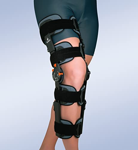 Orliman Verstellbare Knieorthese mit Blockierung (4 schmale Bänder, 4 Gurtbänder), Universalgröße