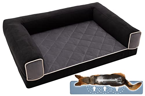 Salla Hundebett, Orthopädisches Bett für Hunde, Waschbares Hundesofa mit Abnehmbarem Bezug, Hundematratze, für Haustiere, Haustierbett, Hundecouch, 120 cm x 90 cm, Schwarz