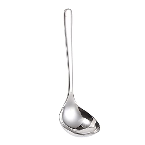 , Löffel 304 Edelstahllöffel langer Griff Esslöffel Hot Pot Suppenkelle Ramen Nudeln Scoop Küchengeschirr Kochutensilien (Color : S)