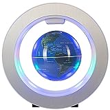 Schwimmender Globus mit LED Leuchten, Magnetschwebebahn, Schwimmende Weltkarte für Die Schreibtischdekoration (Blau)