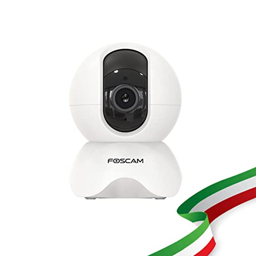 Foscam X3 Motorisierte IP-Kamera für den Innenbereich, WiFi, 3 MP, mit integriertem Audio, kompatibel mit Alexa und Google Home, Farbe Weiß