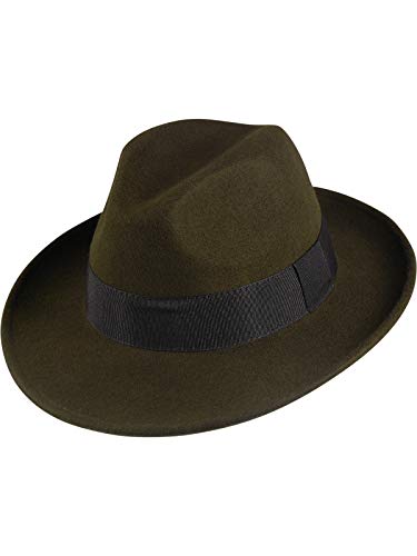 fiebig Herren Bogart Hut wasserabweisend knautschbar, Kopfgröße:57, Farben:Oliv