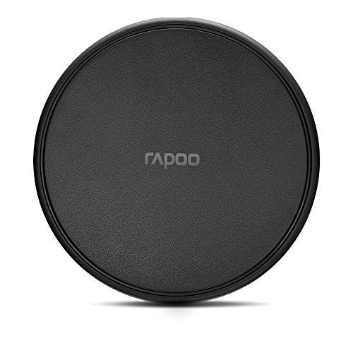 Rapoo XC100 kabelloses Induktionsladegerät für Smartphone, Ladegerät für iOS und Android (z.B. iPhone, AirPod, Samsung), flach, Qi-Laden, Schnellladen, Überladeschutz, schwarz