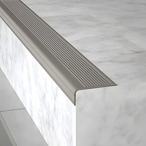 NUACOS PVC Treppenkantenprofil Selbstklebend Winkelprofil Anti-Rutsch Treppenkante, DIY-freies Schneiden, rutschfest, kollisionssicher, für Drinnen und Draußen,Grau,300cm