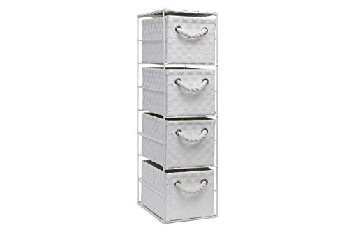 ARPAN Schrank mit 4 Schubladen, ideal für Zuhause/Büro/Schlafzimmer, 18 x 25 x 65 cm, Weiß
